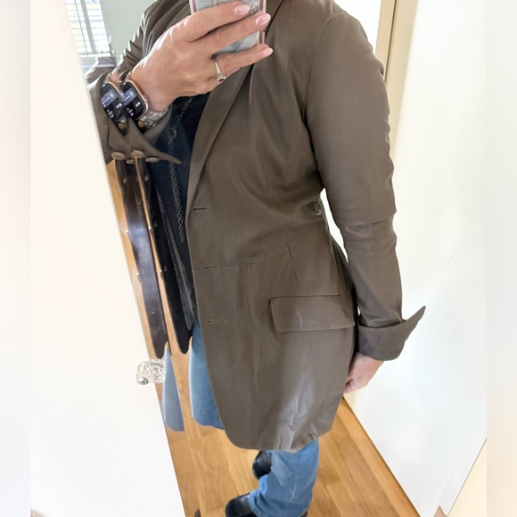 Emporio Armani Taupe Lamb Leather Jacket - Picture 3 of 14